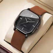 Men'S Trendy Square Quartz Watch with a Scale Dial
