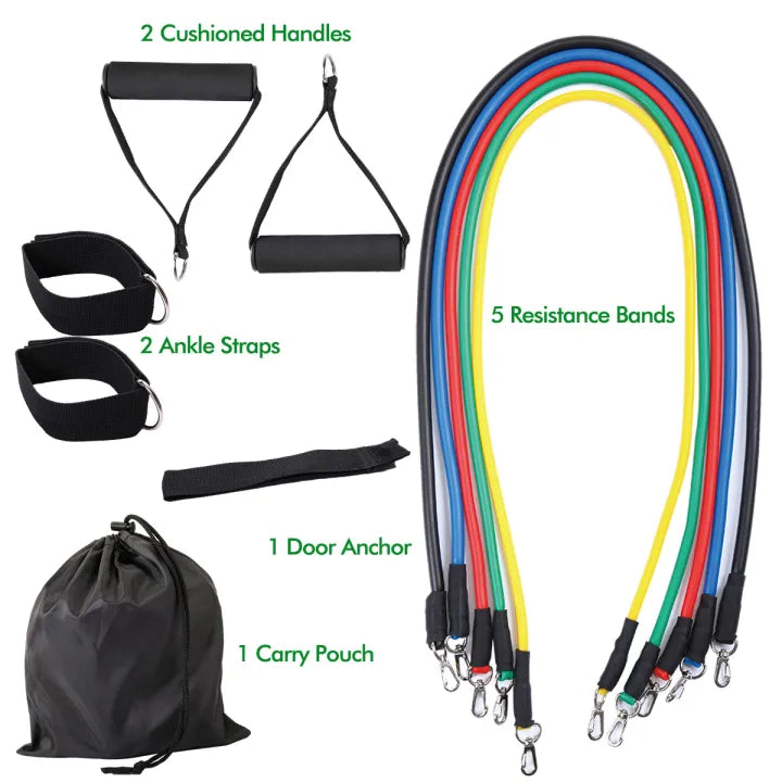 11-Piece Resistance Band Workout Set – Full Body Training Kit