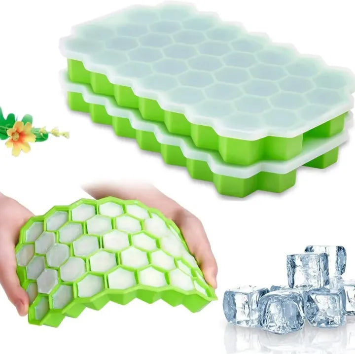 🧊 Silicone Ice Cube Mould Tray – 37 Cavity (Random Color)