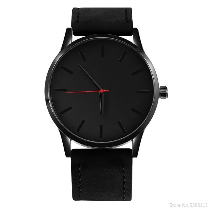 ⌚ Men’s Black Leather Quartz Watch – Elegant Wrist Watch