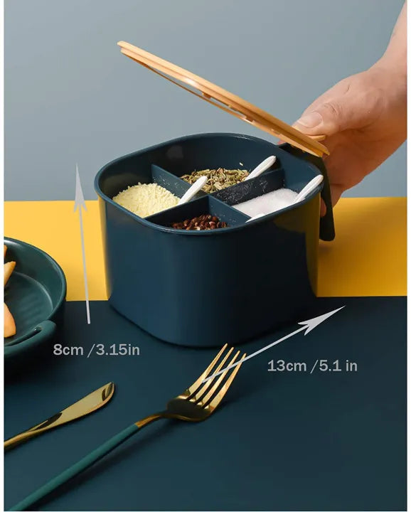 🍽️ 4-In-1 Partition Kitchen Seasoning Box – Multi-Compartment Container